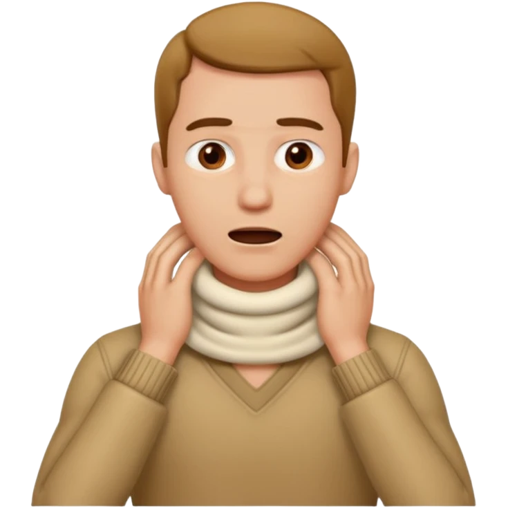 A guy with his hands over his neck making a chocking gesture  emoji