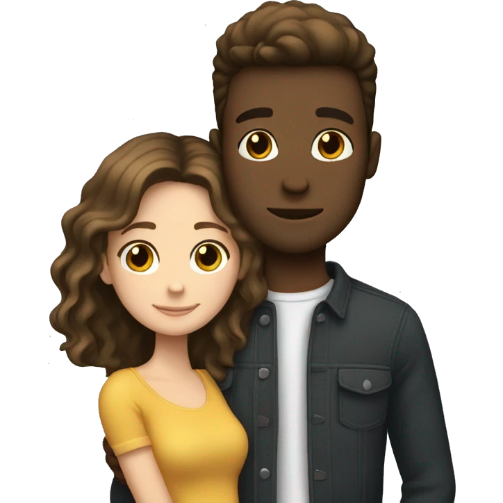 white boyfriend and girlfriend hugging  with brunette hair  emoji