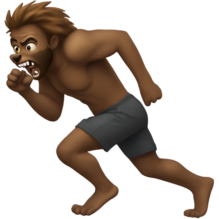 Human running on all fours pretending to be a werewolf emoji
