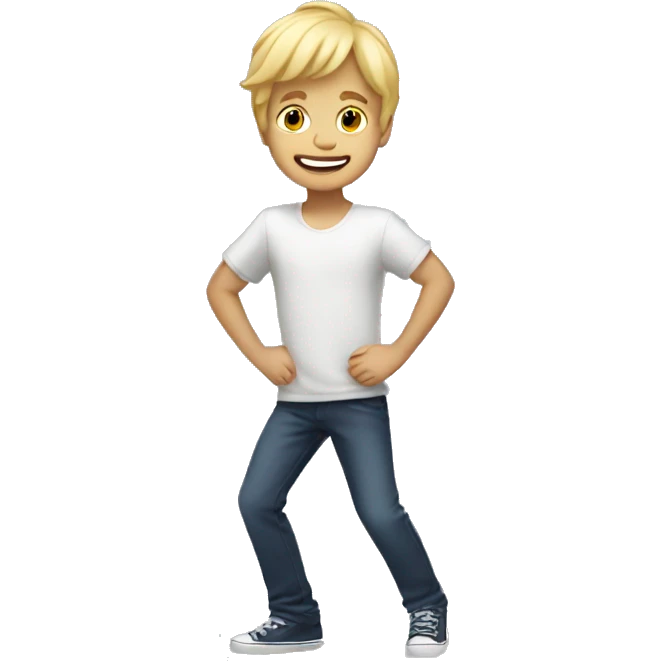 Boy with blond hair dancing emoji