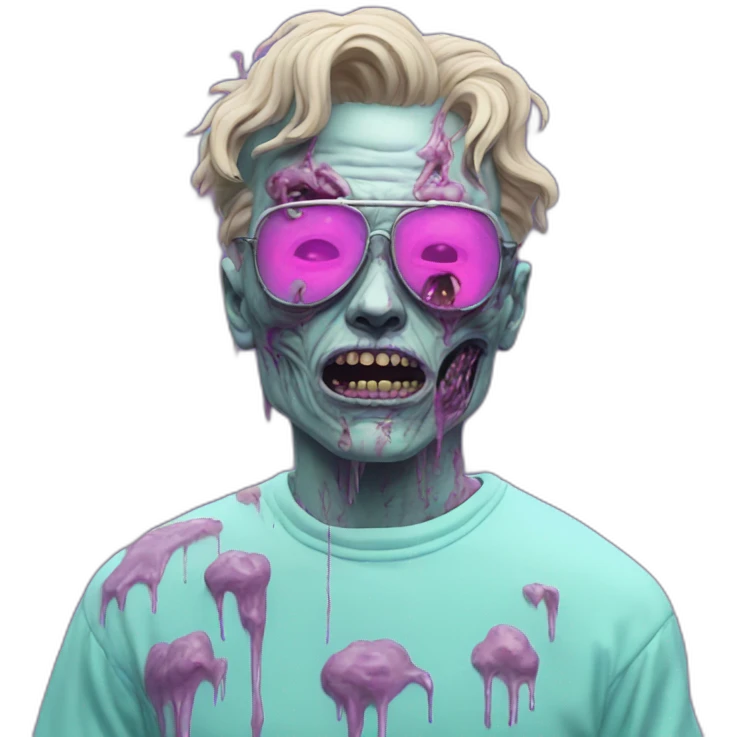 Vaporwave person, half zombie  emoji