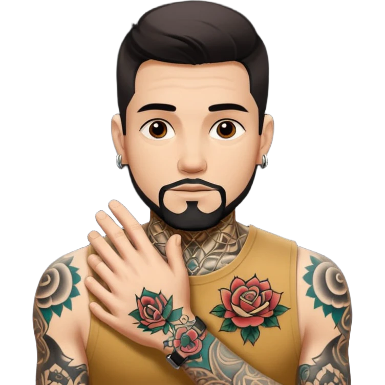 tattoo man, white skintone, more highlight the tattoo. emoji