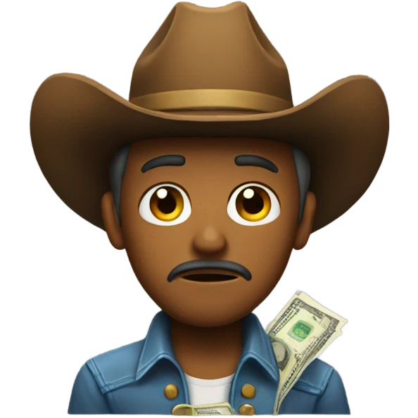 sad cowboy giving away money emoji