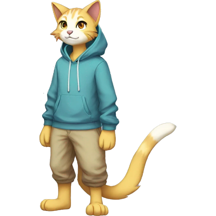 Anthro Sona Fakemon feline with a hoodie Full Body emoji