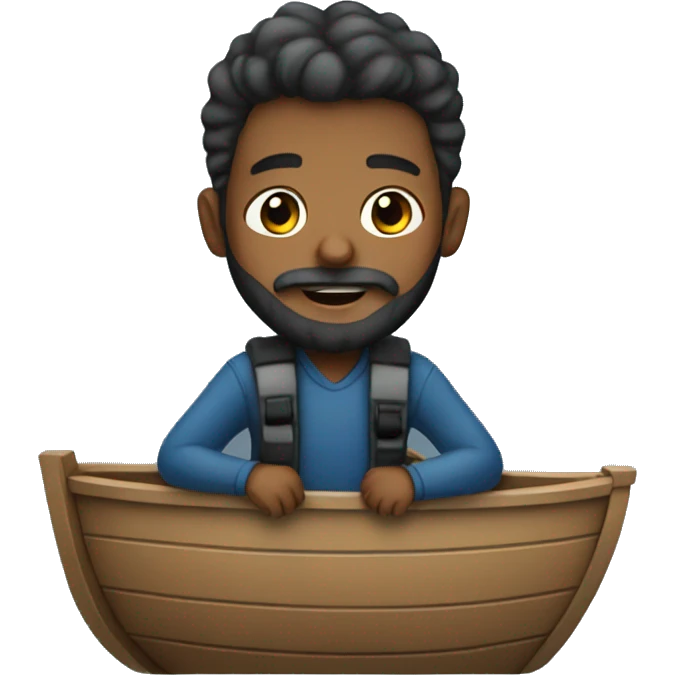 Boy with beard on a boat emoji