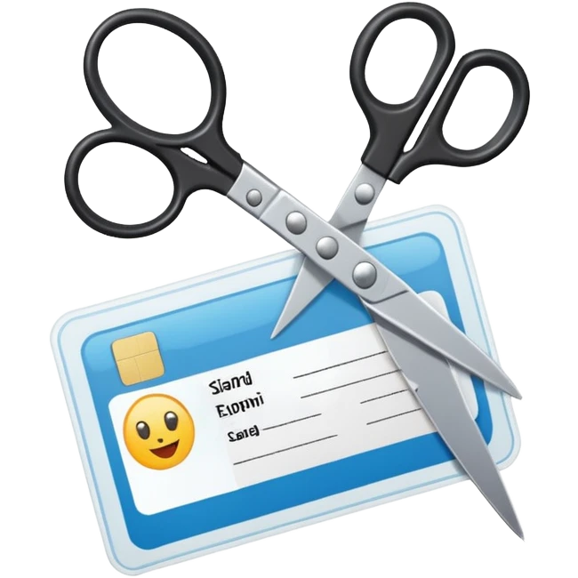 Scissors cutting ID card emoji