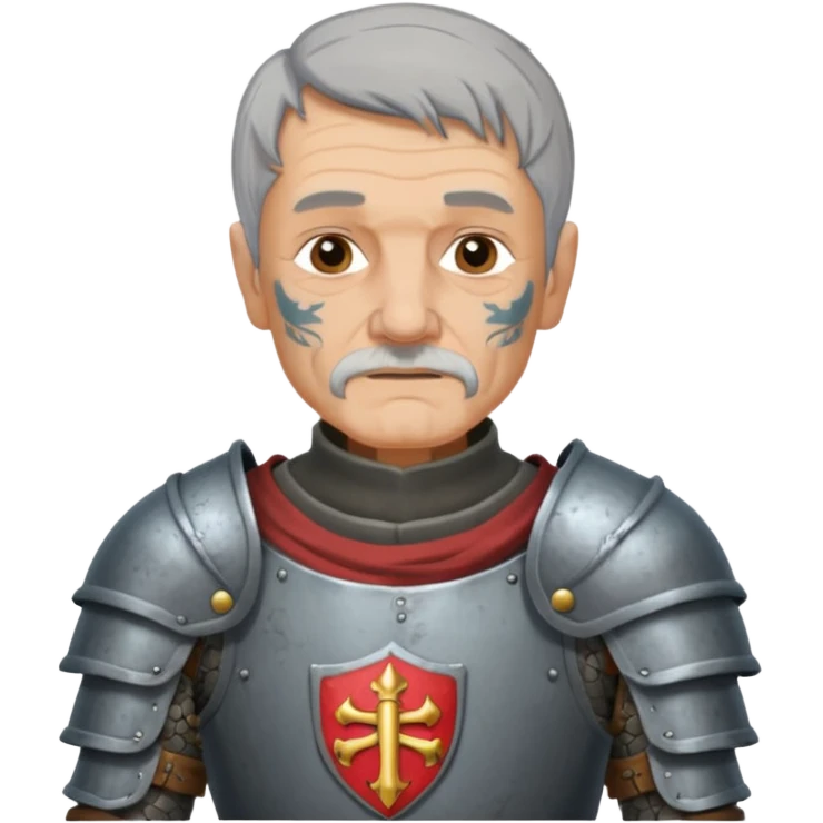 elderly tattooed knight, tattooed shoulder emoji