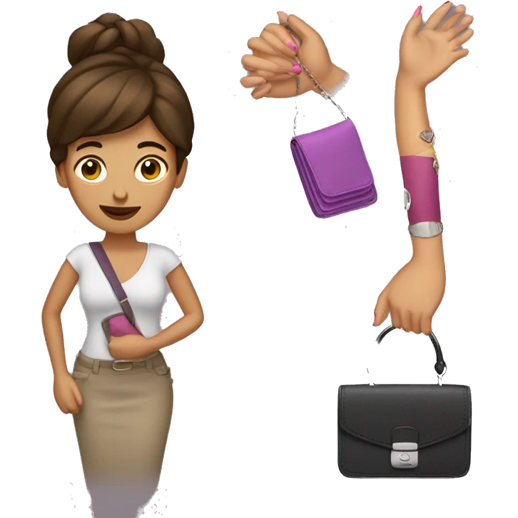 una mujer con uñas y cartera emoji