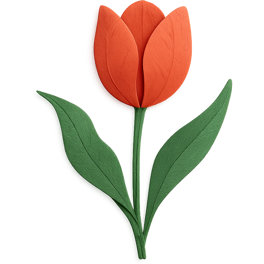 close-up of a tulip, fine paper edges, naturalistic petals, expressive leaves emoji