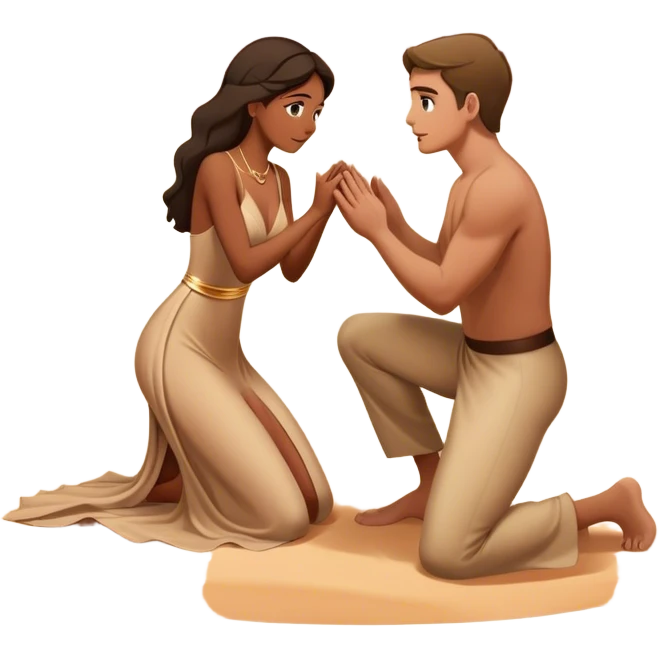 boyfriend asking his girlfriend's hand in the desert emoji