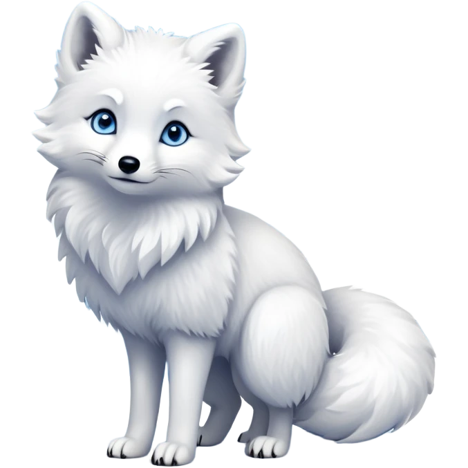 cinematic-arctic-fox-realistic-full-body-standing-emoji,-fluffy-tail-curled-slightly-around-its-paws,-thick-pure-white-fur-blending-into-the-snowy-landscape,-head-tilted-dramatically,-bright-blue-eyes-glistening-with-intelligence,-simplified-yet-realistic-focused-features,-highly-detailed,-glowing-with-an-almost-sarcastic-glow expressive eyes emoji