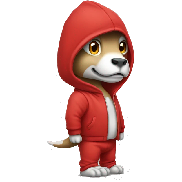 White trex wearing red hoodie  emoji