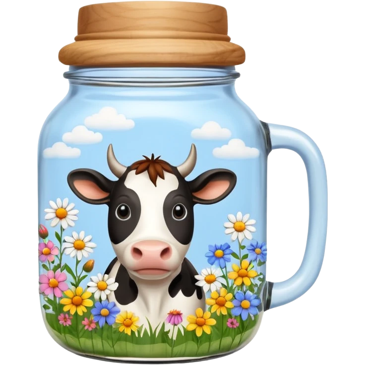 Cow print jar with flowers emoji