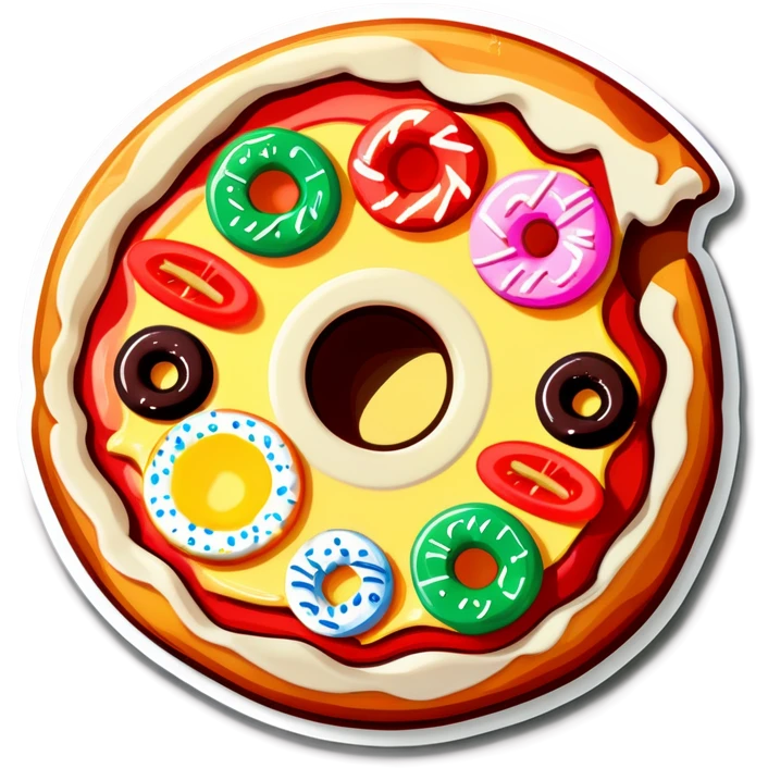 Pizza mix with a doughnut mix with a chip emoji