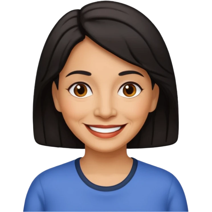 Older Hispanic woman smiling with black-brown hair  emoji