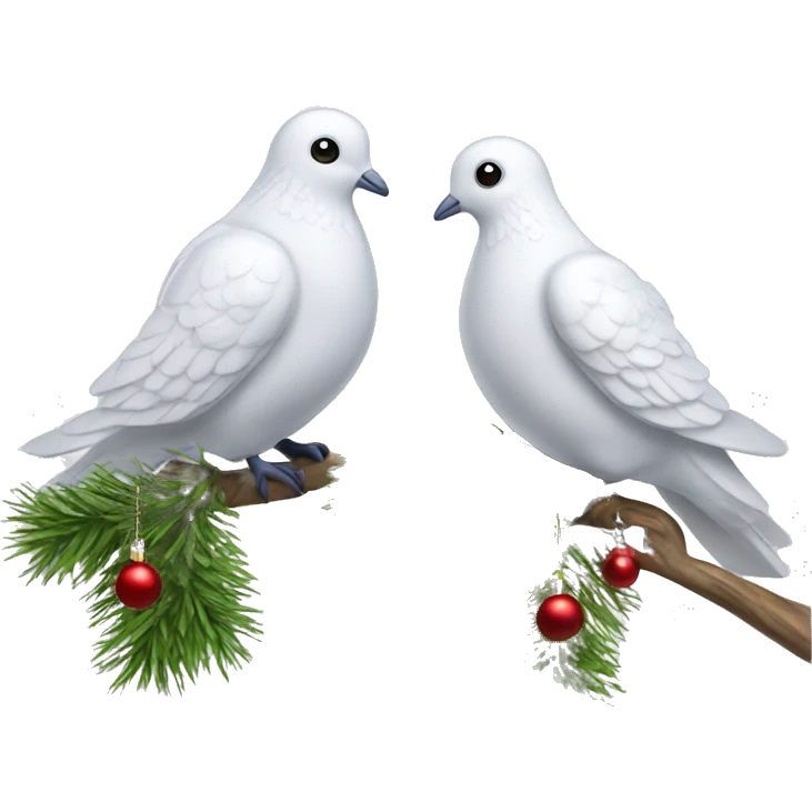 two white doves Christmas tree toy emoji
