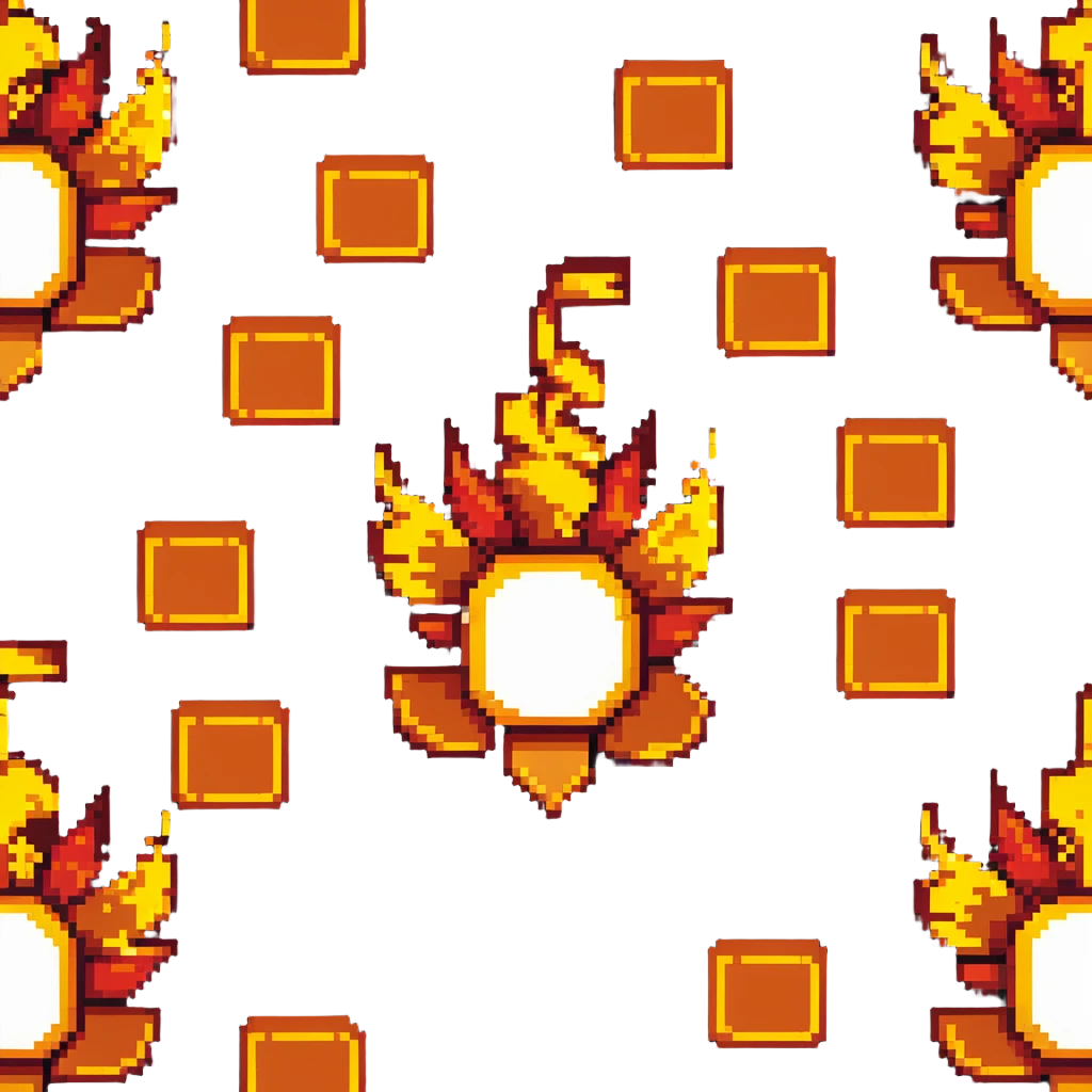 Bomberman upward-facing end-cap explosion tile, flames ending and tapering upward with pronounced flame wisps, orange/yellow with more red at the tips, extending about 70% into up direction emoji