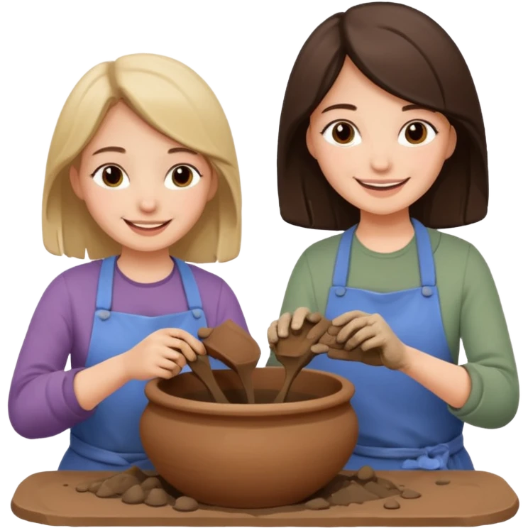 mother and daughter doing potery emoji