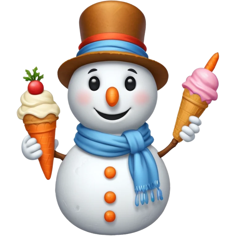 snowmen holding ice cream single snowmen emoji