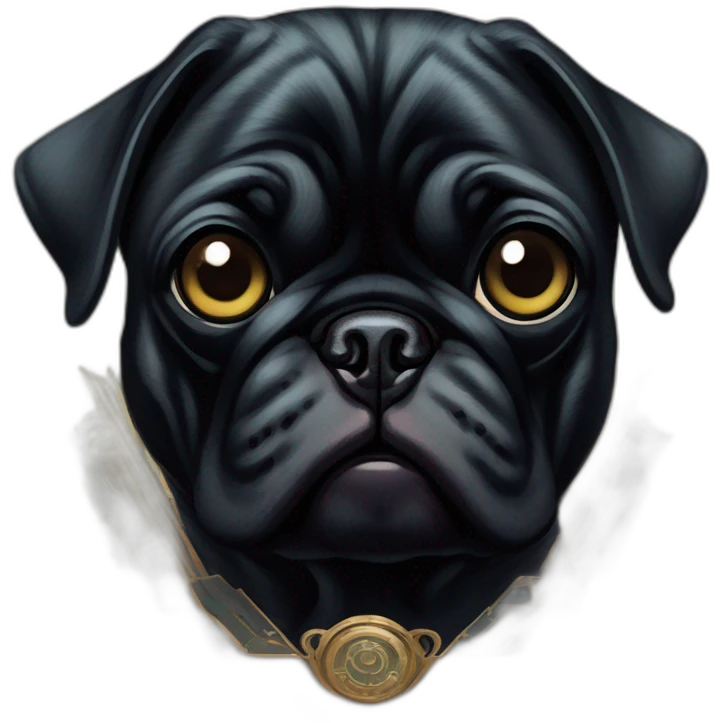 A cyberpunk black pug in Art Nouveau style during 1910 emoji