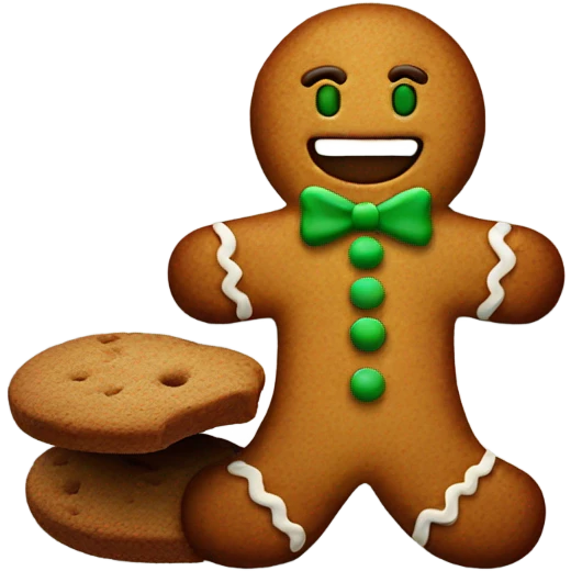 Gingerbread man holding a poop emoji emoji