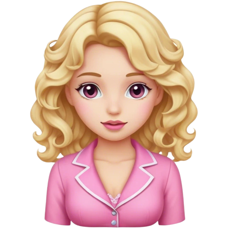 Cute girl blond wave hair pink Coquette clothes emoji