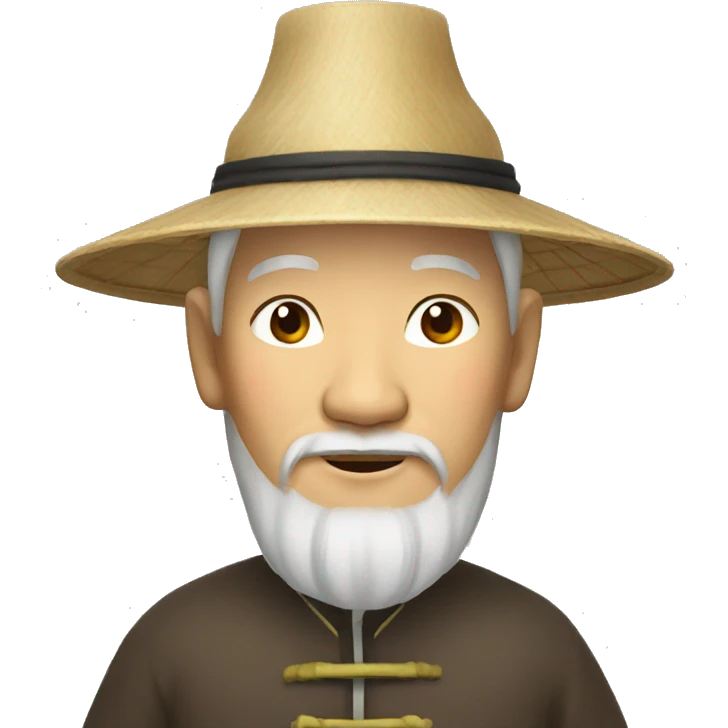 Old Chinese man with traditional Chinese hat emoji