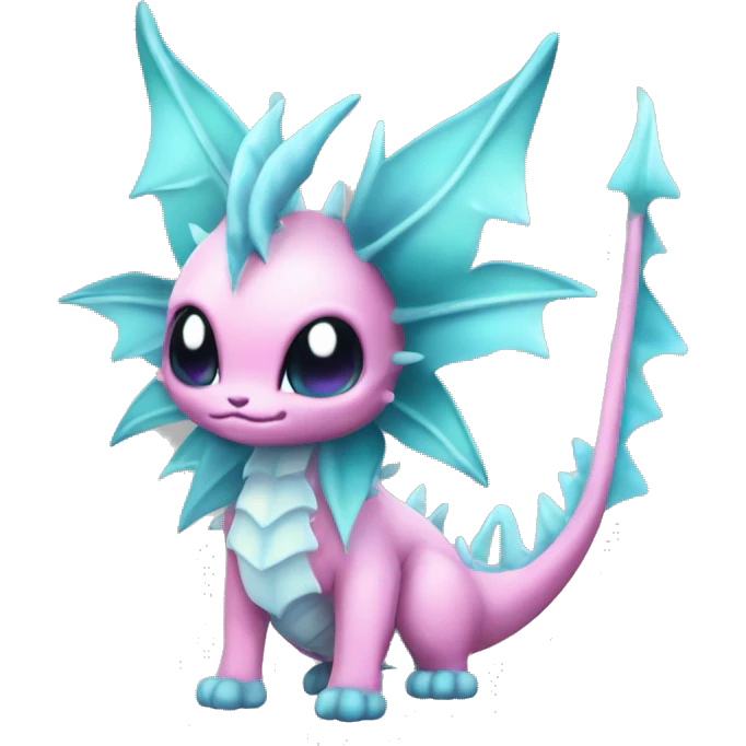 Pink Edgy Ethereal Vaporeon dragon With Fins and spikes full body emoji
