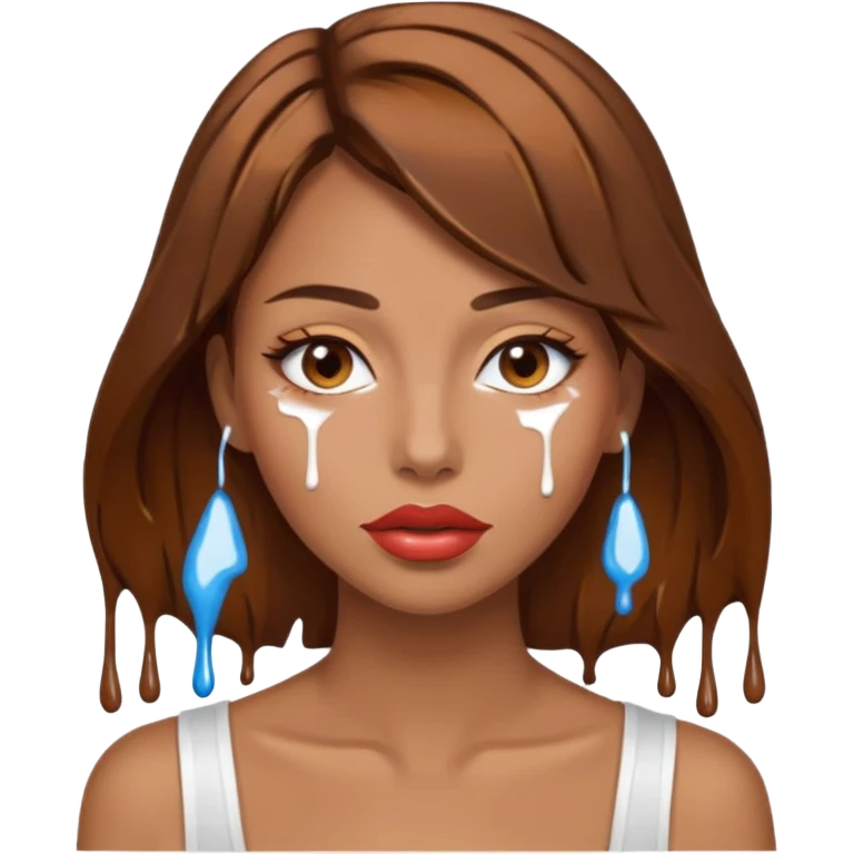 Brown Hair, Woman, white paint drip, face, hot, Sexy, lips emoji
