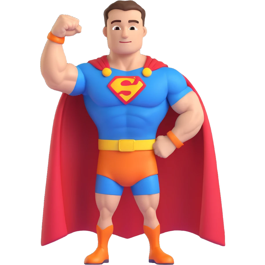 super dad, flexing arm, strong, cape emoji