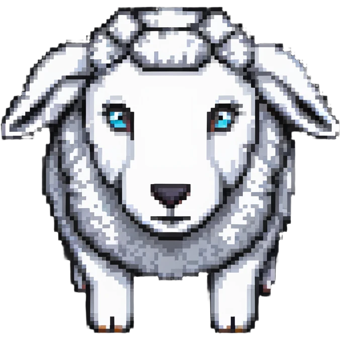 maximum blocky ultra-abstract pixel art Minecraft sheep emoji with only 2-4 large square pixels emoji