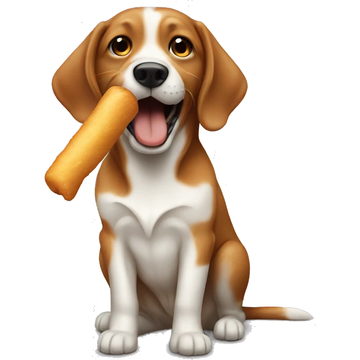 Dog eating a mozzarella stick emoji