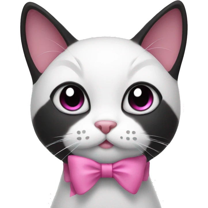 Black and white cat with pink bow emoji