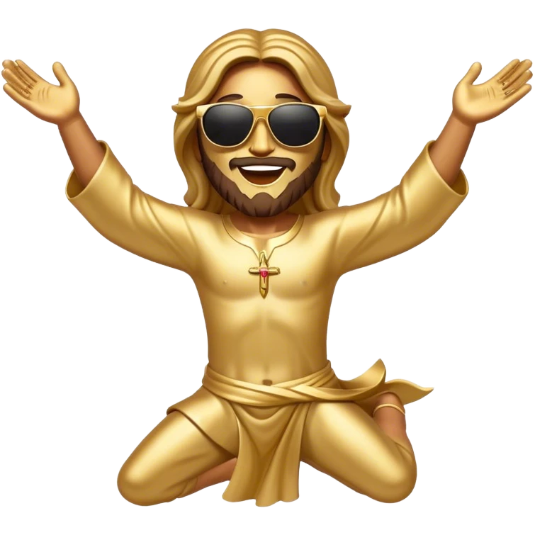 dancing figure of rejoicing Jesus with  sunglases golden  emoji