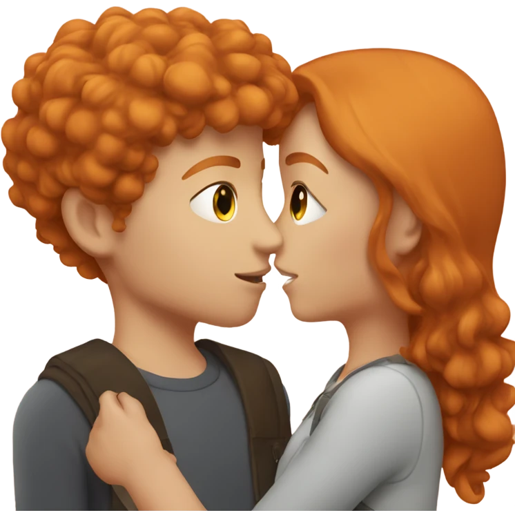 A ginger girl kissing a brunette boy emoji