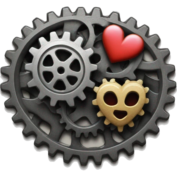 hearts 💕 on gears ⚙️ emoji