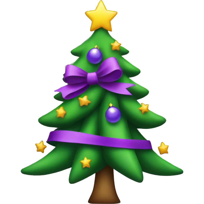 Christmas tree with a purple bow emoji