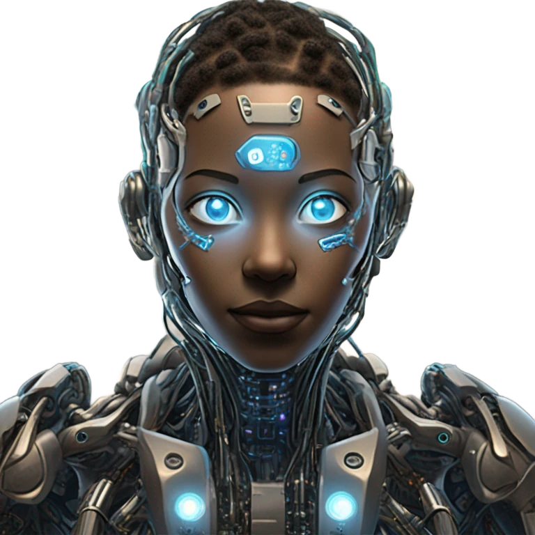 realistic cyborg performing magic emoji