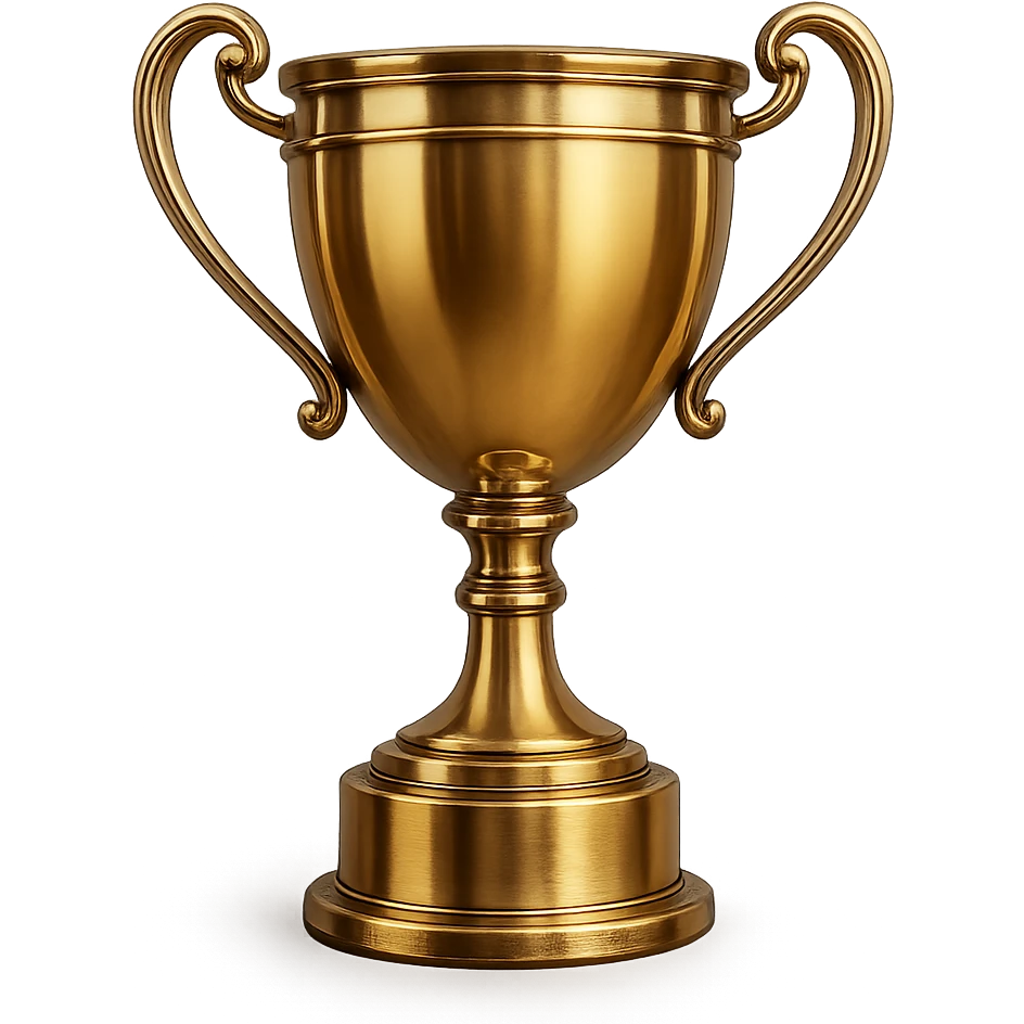 a gold trophy with silver highlights, luxurious and polished, transparent background emoji