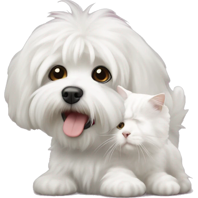 White bichon havanese with White cat emoji