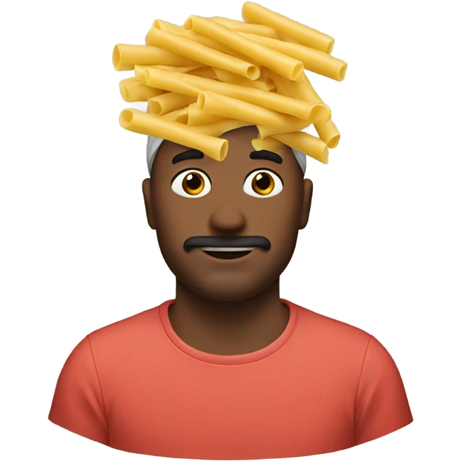 man with pasta on his head  emoji