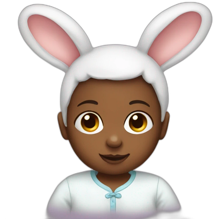 Newborn with bunny ears emoji