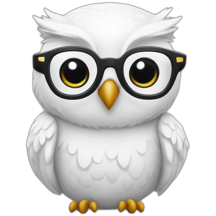 owl with stylish white glasses emoji