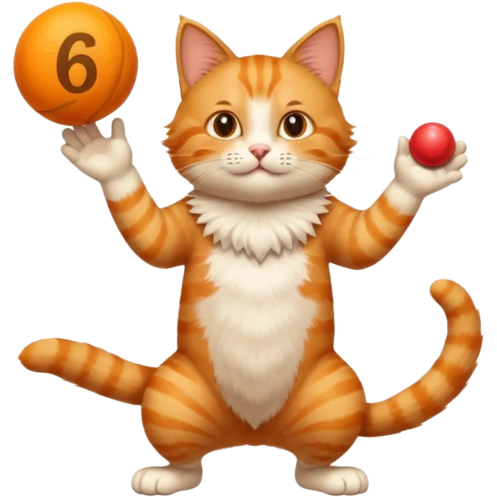 Cat juggling the numbers 6 and 7 emoji