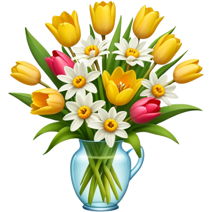 spring flower bouquet with tulips, daffodils, and daisies emoji