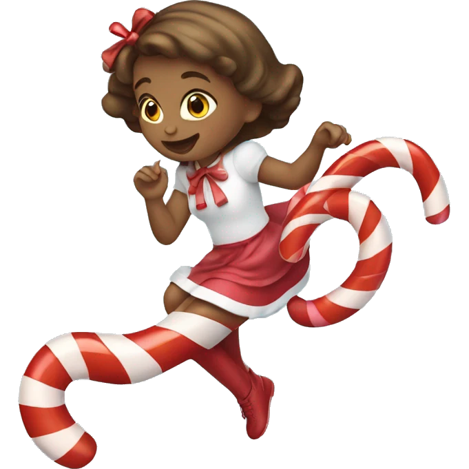 Girl sliding down candy cane emoji