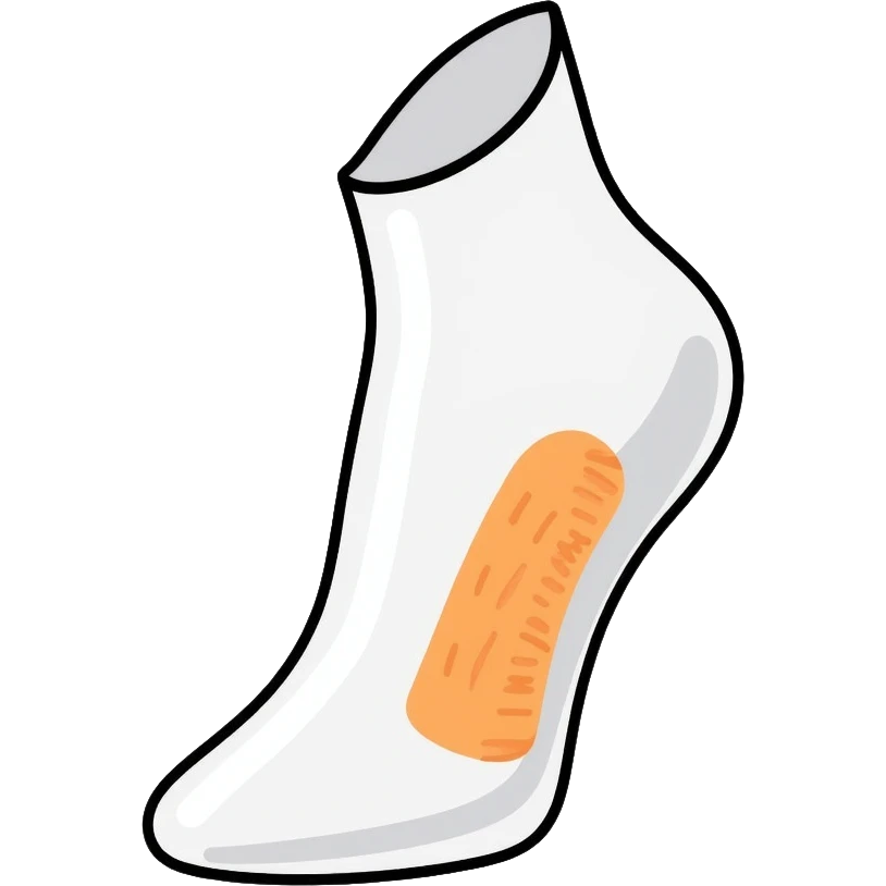 white sock cut open showing the inside insole texture from bottom view emoji