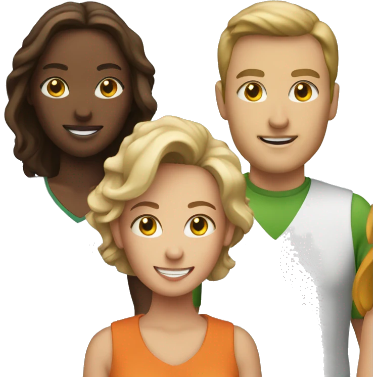 team of 3 women and 2 men emoji