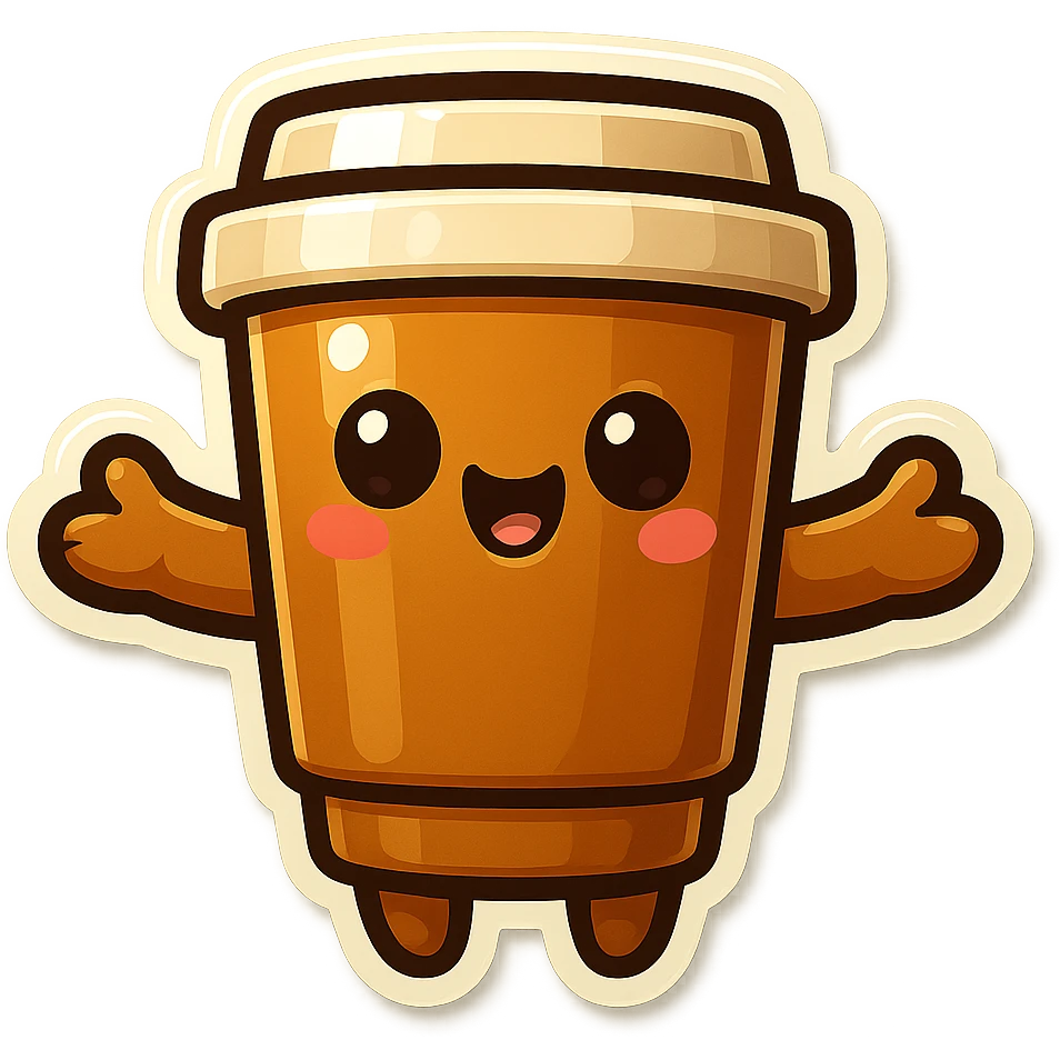 Tall coffee cup, offerring hug emoji