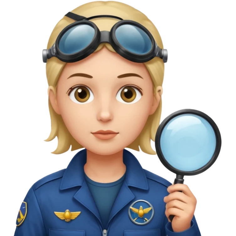 pilot looking through a magnifying glass emoji